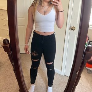 black ripped skinny jeans